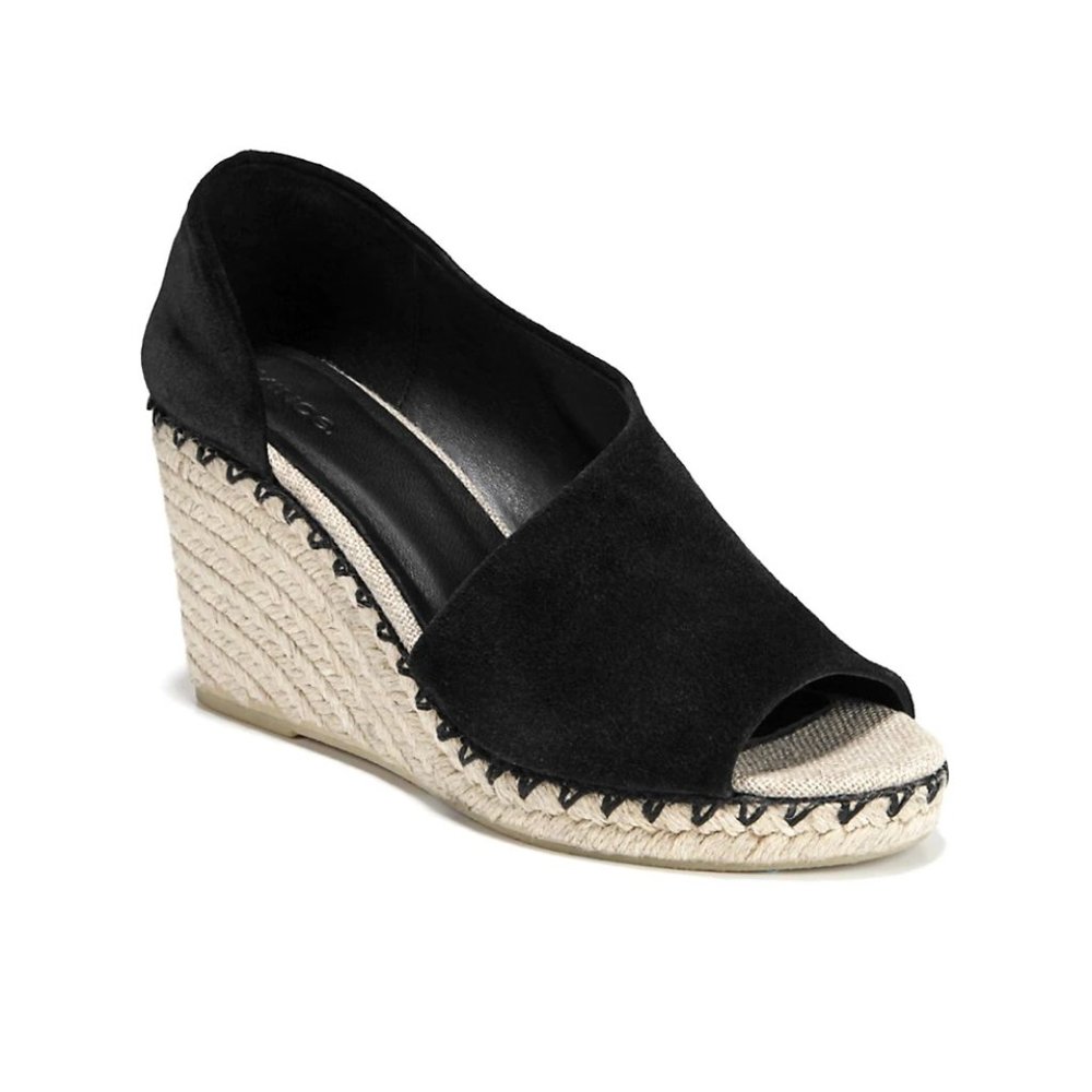 Vince Sonora Peep-Toe Suede Espadrille Wedge Sandals - Black / 8.5